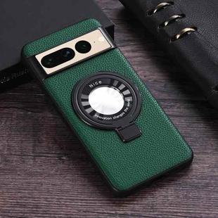 For Google Pixel 7 Pro Litchi Texture MagSafe Magnetic Ring Phone Case(Green)