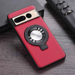 For Google Pixel 7 Pro Litchi Texture MagSafe Magnetic Ring Phone Case(Red)