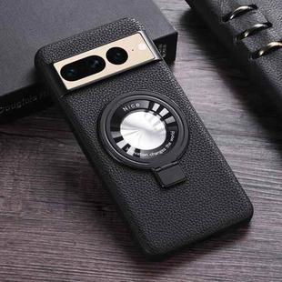 For Google Pixel 7 Pro Litchi Texture MagSafe Magnetic Ring Phone Case(Black)