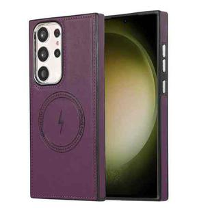 For Samsung Galaxy S23 Ultra 5G Side Leather Magsafe Phone Case(Dark Purple)