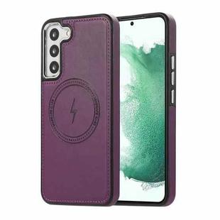 For Samsung Galaxy S22 5G Side Leather Magsafe Phone Case(Dark Purple)