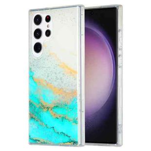 For Samsung Galaxy S23 Ultra 5G Dual-side IMD Marble Phone Case(White Green)