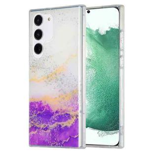 For Samsung Galaxy S22+ 5G Dual-side IMD Marble Phone Case(White Purple)