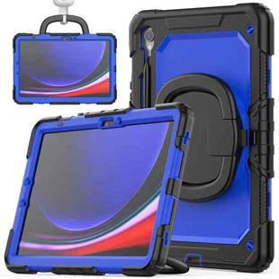 For Samsung Galaxy Tab S9 D Type Silicone Hybrid PC Tablet Case with Handle Holder(Blue PC)
