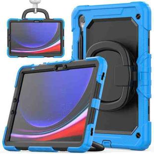 For Samsung Galaxy Tab S9 D Type Silicone Hybrid PC Tablet Case with Handle Holder(Light Blue)