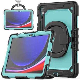 For Samsung Galaxy Tab S9 D Type Silicone Hybrid PC Tablet Case with Handle Holder(Light Blue PC)