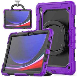 For Samsung Galaxy Tab S9 D Type Silicone Hybrid PC Tablet Case with Handle Holder(Purple)