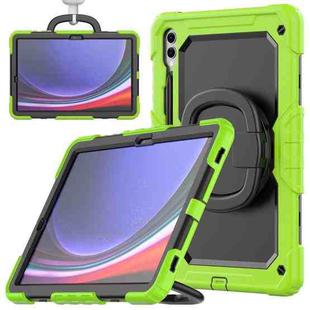 For Samsung Galaxy Tab S9+ / S10+ D Type Silicone Hybrid PC Tablet Case with Handle Holder(Yellow Green)
