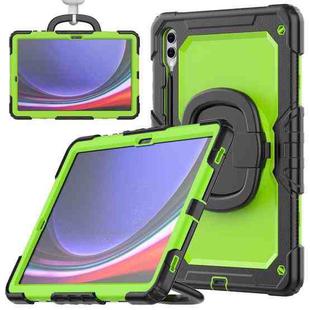 For Samsung Galaxy Tab S9+ / S10+ D Type Silicone Hybrid PC Tablet Case with Handle Holder(Yellow Green PC)
