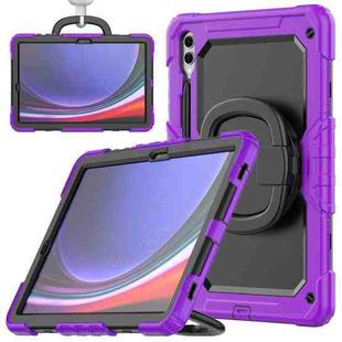 For Samsung Galaxy Tab S9+ / S10+ D Type Silicone Hybrid PC Tablet Case with Handle Holder(Purple)