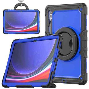 For Samsung Galaxy Tab S10 Ultra D Type Silicone Hybrid PC Tablet Case with Handle Holder(Blue PC)