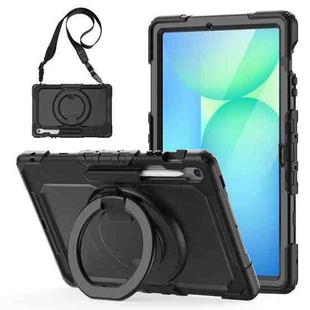For Samsung Galaxy Tab S10 FE+ D Type Silicone Hybrid PC Tablet Case with Handle Holder(Black)