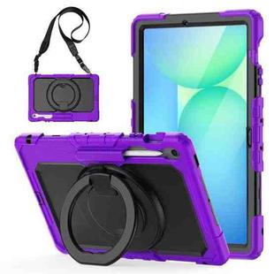 For Samsung Galaxy Tab S10 FE+ D Type Silicone Hybrid PC Tablet Case with Handle Holder(Purple)