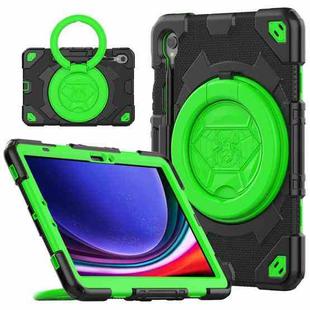 For Samsung Galaxy Tab S9 Spider Rotation Handle Silicone Hybrid PC Tablet Case(Black Green)