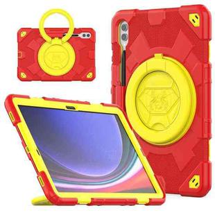For Samsung Galaxy Tab S9+ / S10+ Spider Rotation Handle Silicone Hybrid PC Tablet Case(Yellow Red)