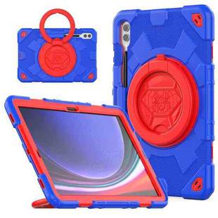 For Samsung Galaxy Tab S9+ / S10+ Spider Rotation Handle Silicone Hybrid PC Tablet Case(Red Blue)