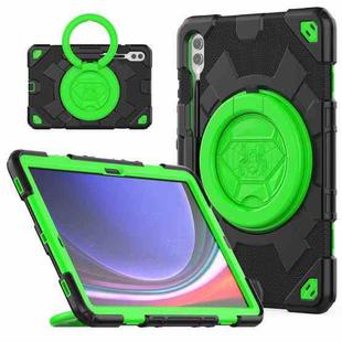 For Samsung Galaxy Tab S9+ / S10+ Spider Rotation Handle Silicone Hybrid PC Tablet Case(Black Green)