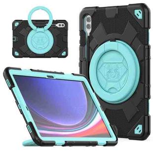 For Samsung Galaxy Tab S9+ / S10+ Spider Rotation Handle Silicone Hybrid PC Tablet Case(Black Light Blue)