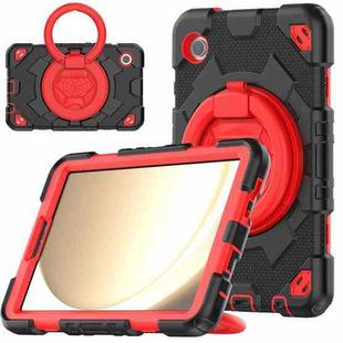 For Samsung Galaxy Tab A9 Spider Rotation Handle Silicone Hybrid PC Tablet Case(Black Red)