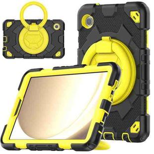 For Samsung Galaxy Tab A9 Spider Rotation Handle Silicone Hybrid PC Tablet Case(Black Yellow)