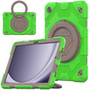 For Samsung Galaxy Tab A9+ Spider Rotation Handle Silicone Hybrid PC Tablet Case(Grey Green)