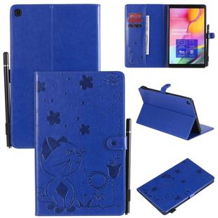 For Samsung Galaxy Tab A10.1 (2019) T510 Cat Bee Embossing Pattern Shockproof Table PC Protective Horizontal Flip Leather Case with Holder & Card Slots & Wallet & Pen Slot(Blue)