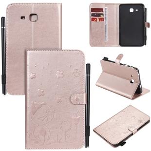 For Samsung Galaxy Tab A7.0 (2016) T280 Cat Bee Embossing Pattern Shockproof Table PC Protective Horizontal Flip Leather Case with Holder & Card Slots & Wallet & Pen Slot & Wake-up / Sleep Function(Rose Gold)