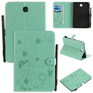 For Samsung Galaxy Tab A8.0 (2015) T350 Cat Bee Embossing Pattern Shockproof Table PC Protective Horizontal Flip Leather Case with Holder & Card Slots & Wallet & Pen Slot & Wake-up / Sleep Function(Green)