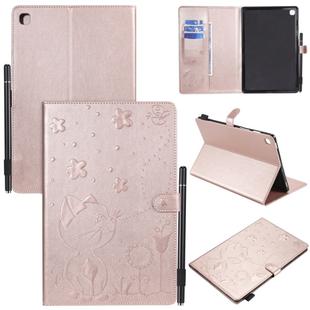 For Samsung Galaxy Tab S5e T720 / T725 Cat Bee Embossing Pattern Shockproof Table PC Protective Horizontal Flip Leather Case with Holder & Card Slots & Wallet & Pen Slot & Wake-up / Sleep Function(Rose Gold)