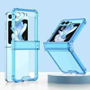 For Samsung Galaxy Z Flip5 GKK Electroplated Airbag Hinge Shockproof Phone Case with Ring Holder(Transparent Blue)