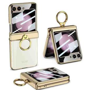 For Samsung Galaxy Z Flip5 GKK Magnetic Folding Phantom Rotary Phone Case with Ring Holder(Champagne Gold)