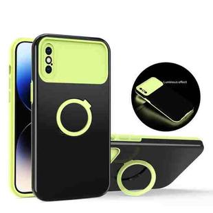 For iPhone XS Max Luminous Series Ring Holder Phone Case(Black + Yellow)