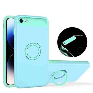 For iPhone SE 2022 / SE 2020 / 8 Luminous Series Ring Holder Phone Case(Blue + Lake Green)