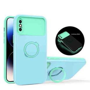 For iPhone XS / X Luminous Series Ring Holder Phone Case(Blue + Lake Green)