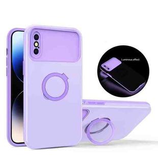 For iPhone XS / X Luminous Series Ring Holder Phone Case(Purple)
