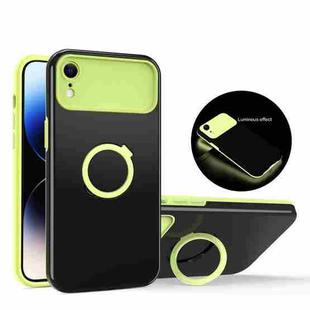 For iPhone XR Luminous Series Ring Holder Phone Case(Black + Yellow)
