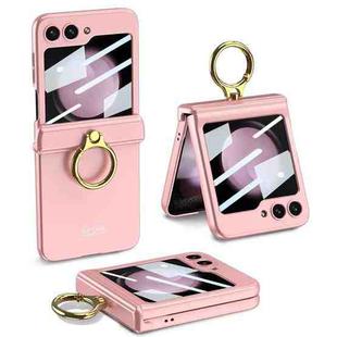 For Samsung Galaxy Z Flip5 GKK Integrated Magnetic Hinge Phone Case with Ring Holder(Pink)