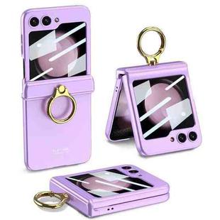 For Samsung Galaxy Z Flip5 GKK Integrated Magnetic Hinge Phone Case with Ring Holder(Purple)