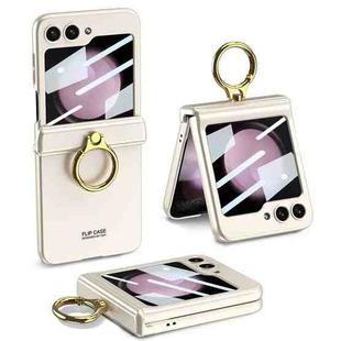 For Samsung Galaxy Z Flip5 GKK Integrated Magnetic Hinge Phone Case with Ring Holder(White)