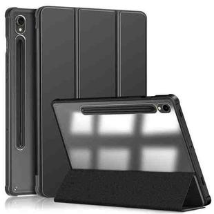 For Samsung Galaxy Tab S9 Acrylic 3-folding Smart Leather Tablet Case(Black)