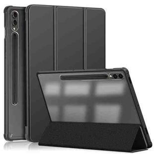 For Samsung Galaxy Tab S9+ Acrylic 3-folding Smart Leather Tablet Case(Black)