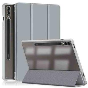 For Samsung Galaxy Tab S9+ Acrylic 3-folding Smart Leather Tablet Case(Grey)