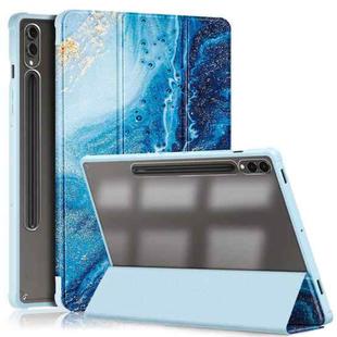 For Samsung Galaxy Tab S9+ Acrylic 3-folding Painted Smart Leather Tablet Case(Waves)