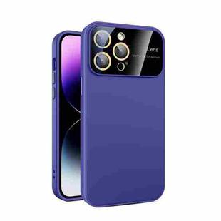 For iPhone 15 Pro Max Large Glass Window PC Phone Case with Integrated Lens Film(Dark Purple)