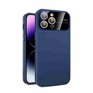 For iPhone 12 Pro Max Large Glass Window PC Phone Case with Integrated Lens Film(Royal Blue)