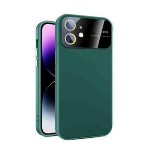 For iPhone 11 Large Glass Window PC Phone Case with Integrated Lens Film(Green)