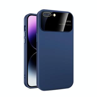 For iPhone 8 Plus/7 Plus Large Glass Window PC Phone Case with Integrated Lens Film(Royal Blue)