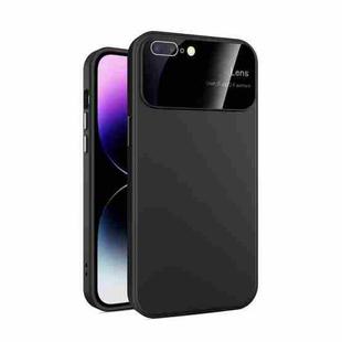 For iPhone 8 Plus/7 Plus Large Glass Window PC Phone Case with Integrated Lens Film(Black)