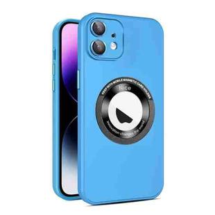 For iPhone 11 Eagle Eye Lens CD Texture MagSafe Magnifier Phone Case(Sky Blue)
