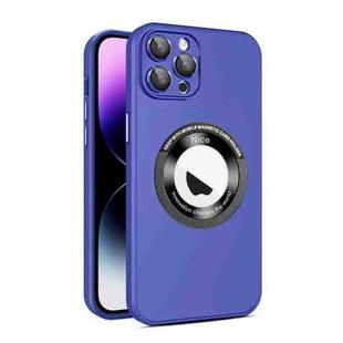 For iPhone 11 Pro Max Eagle Eye Lens CD Texture MagSafe Magnifier Phone Case(Dark Purple)